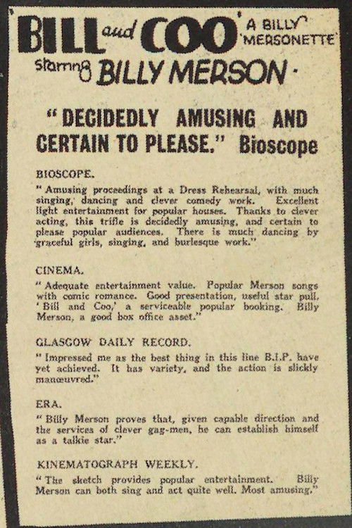 Bill and Coo (1931) poster