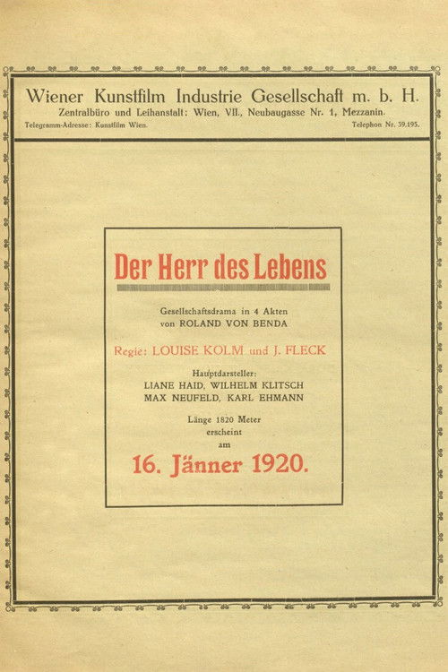 Der Herr des Lebens (1920) poster