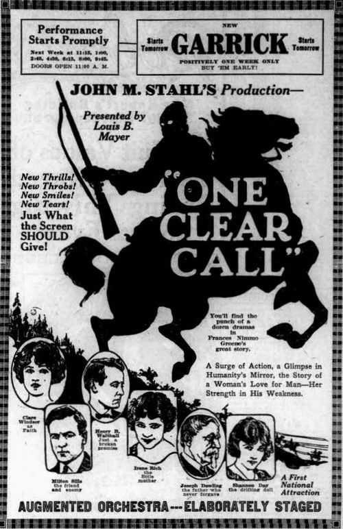 One Clear Call (1922) poster