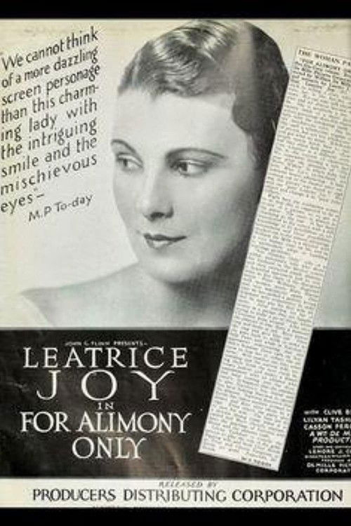 For Alimony Only (1926) poster