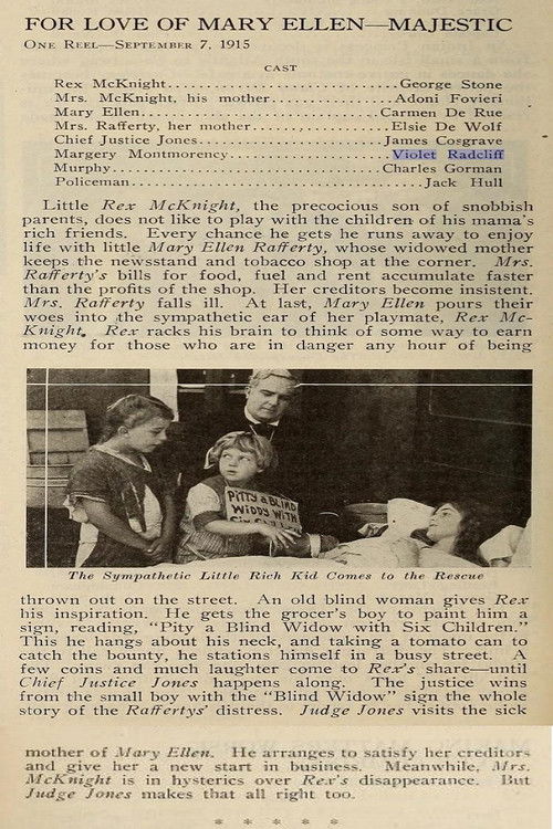 For Love of Mary Ellen (1915) poster