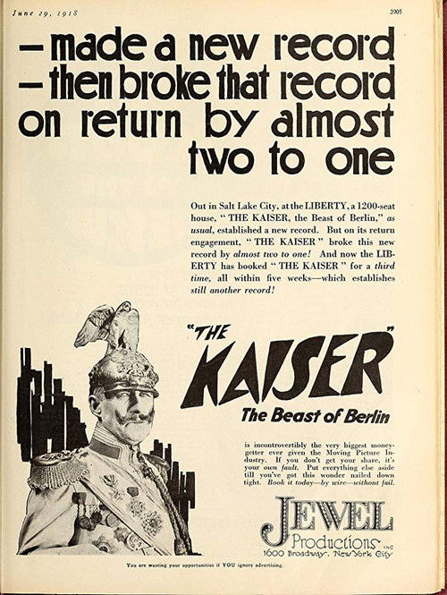 The Kaiser, the Beast of Berlin (1918) poster