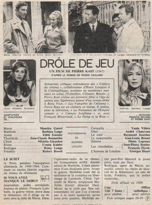 Drôle de jeu (1968) poster