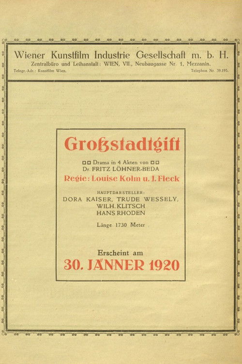 Großstadtgift (1920) poster