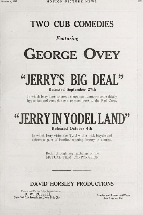 Jerry's Big Deal (1917) poster