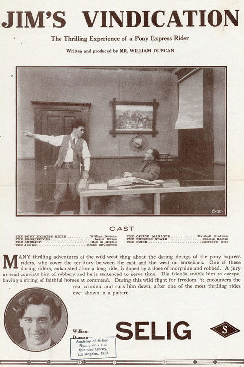 Jim's Vindication (1912) poster