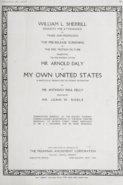 My Own United States (1918) poster