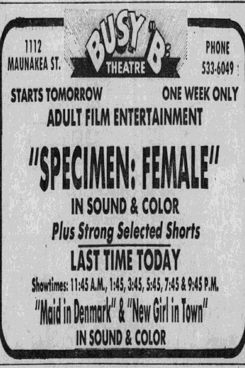 Specimen: Female (1971) poster